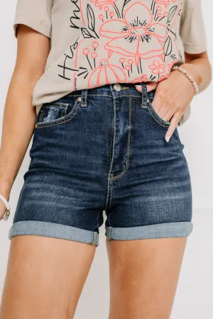 On A Roll High Waisted Shorts | Dark Wash