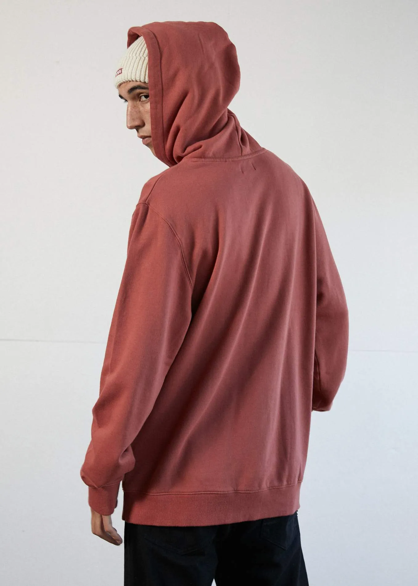 Afends Mens Flame - Pull On Hood - Brick