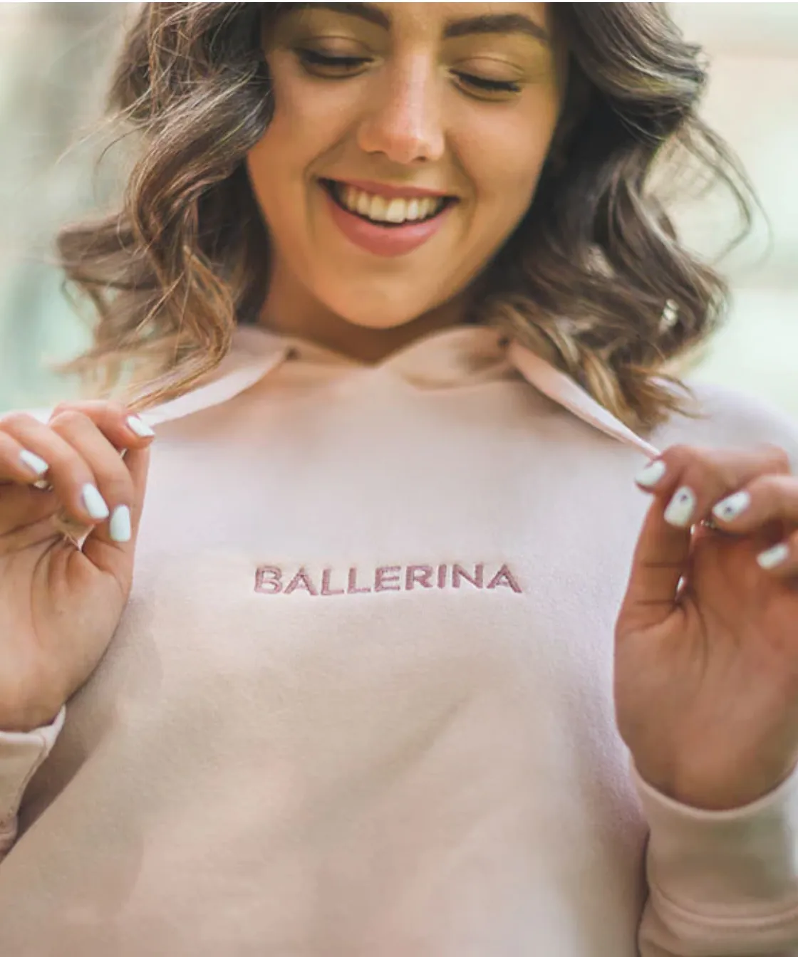 Ballerina Embroidered Crop Hoodie