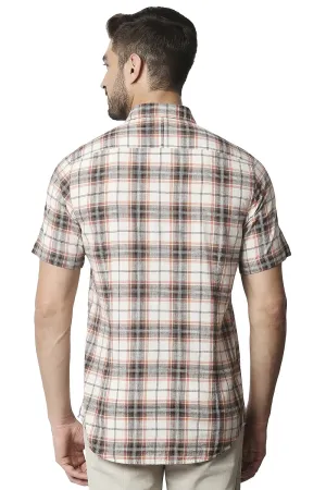 Basics Slim Fit Cotton Jute Checks Shirt