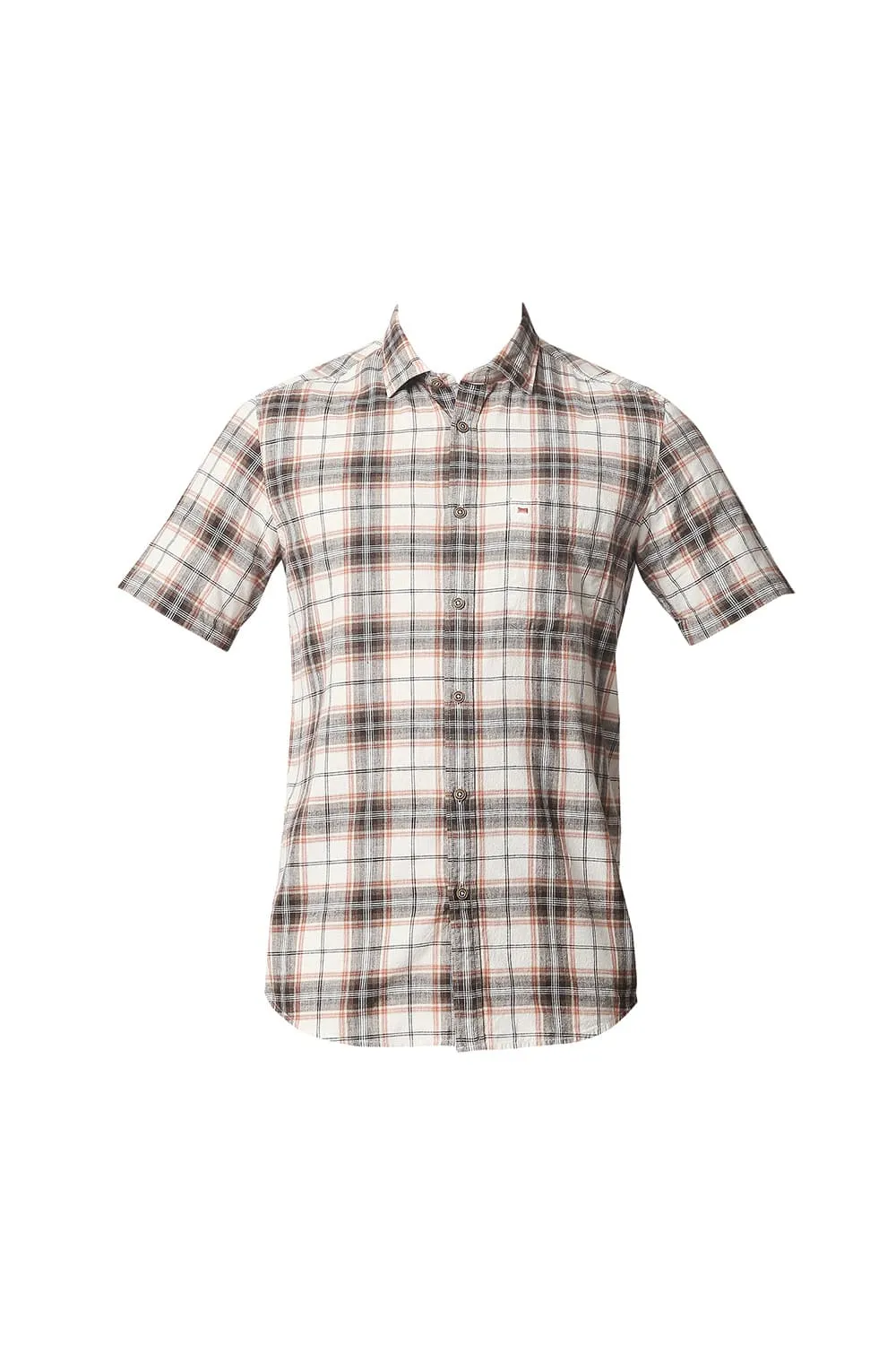 Basics Slim Fit Cotton Jute Checks Shirt