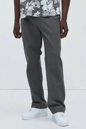 Berry Herringbone Straight Pants - Charcoal