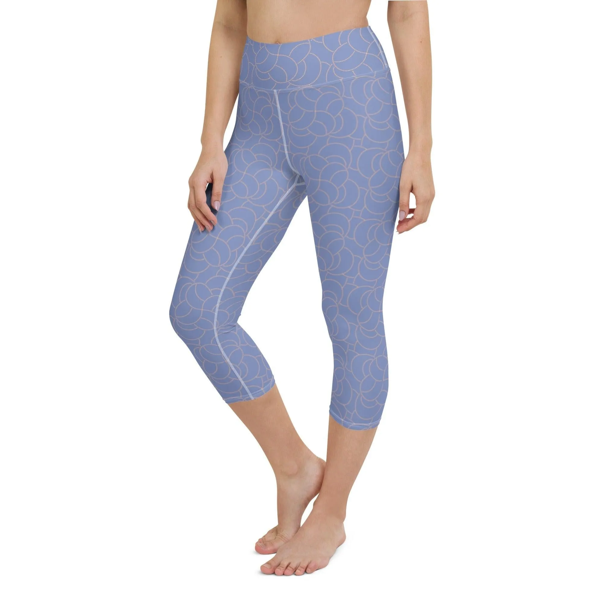 Blue Patterned Women's Capri Yoga Pants