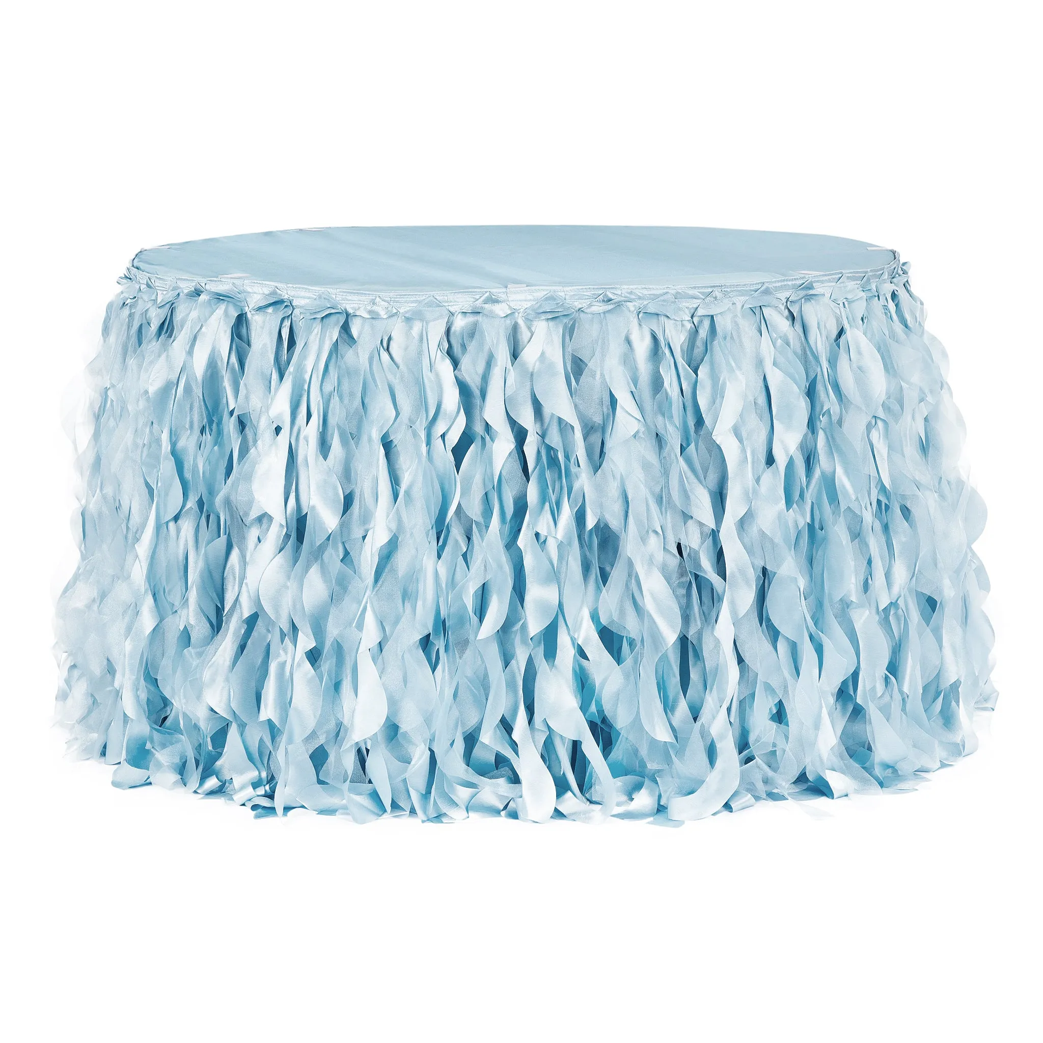 Curly Willow 17ft Table Skirt - Baby Blue