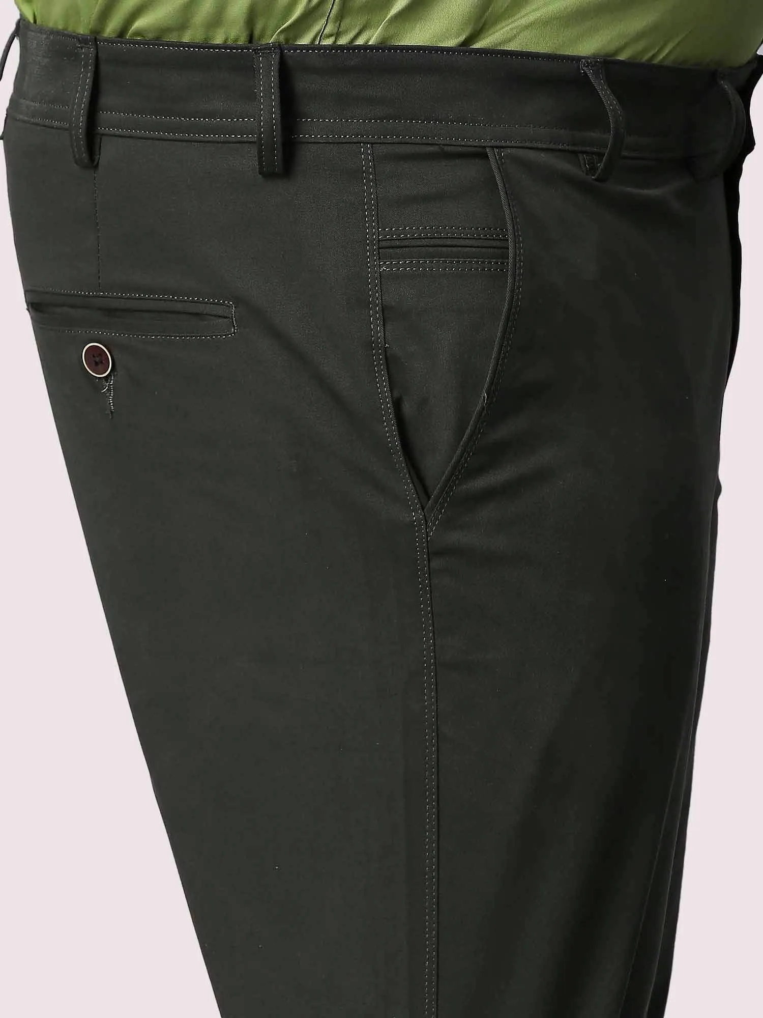 Dark Solid Cotton Trouser Men's Plus Size