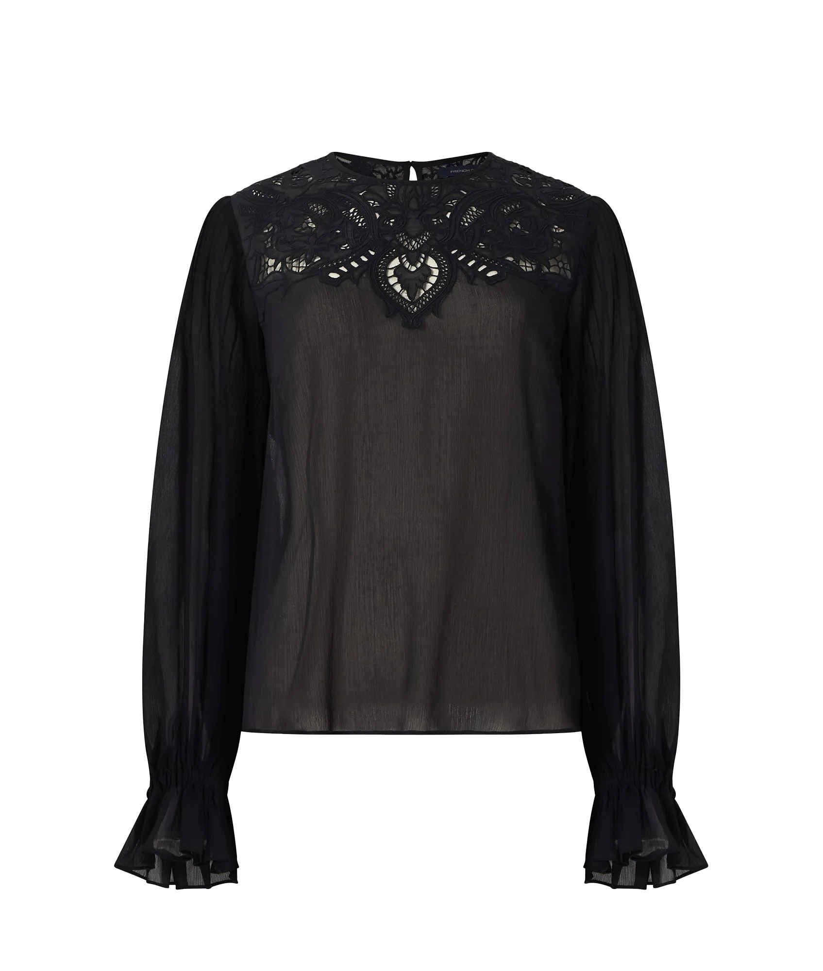 Emina Chiffon Lace Blouse - Black