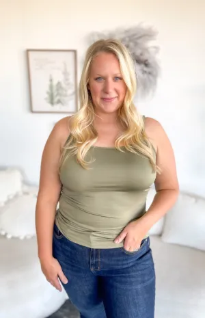 Everyday Olive Tank Top-Curvy