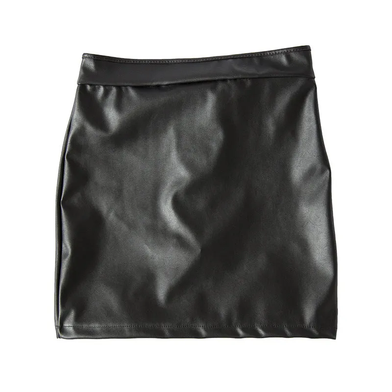 Faux Leather Open Back Mini Skirt