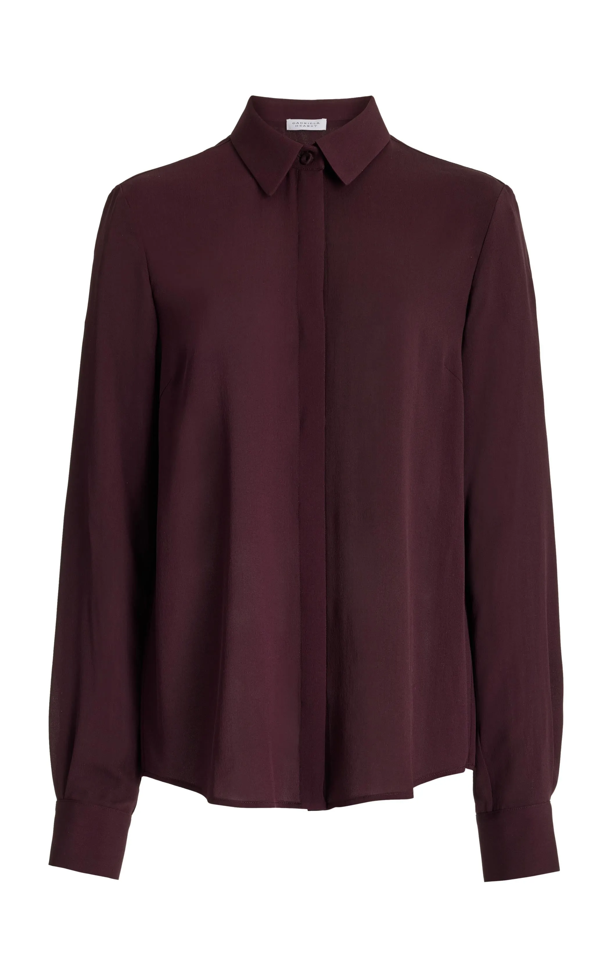 Henri Blouse in Deep Bordeaux Silk Georgette Twill