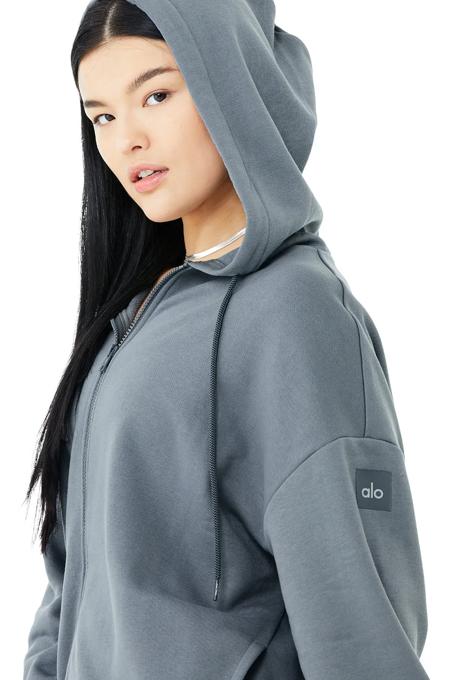 Hype Full Zip Hoodie - Steel Blue