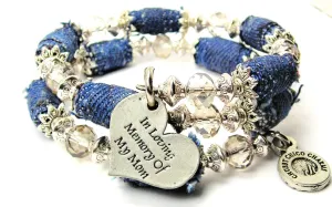 In Loving Memory Of My Mom Blue Jean Beaded Wrap Bracelet