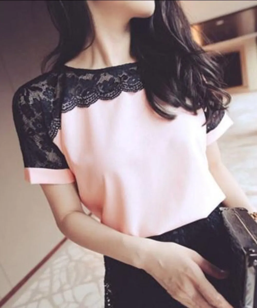 Lace Short Sleeve Blouse