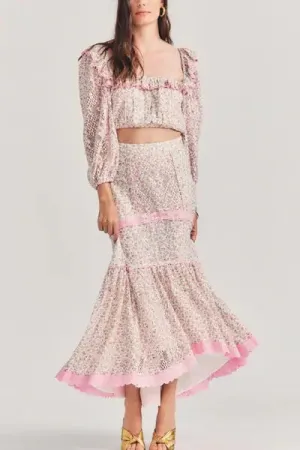 Love Shack Fancy - Sisto Skirt in Petunia Pink