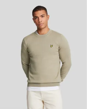 Lyle & Scott Golden Eagle Cotton/Merino Crew Neck Jumper/Sage - New AW24