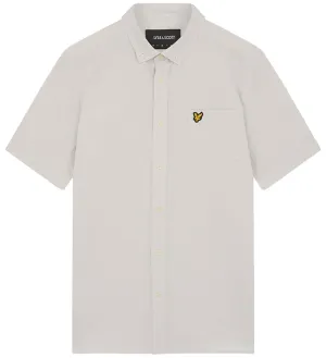 Lyle and Scott Mens Short Sleeve Light Weight Slub Oxford Shirt Light Mist White