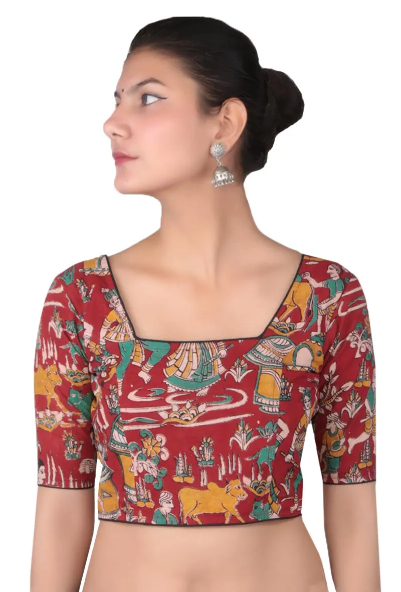 Maroon Kalamkari Printed Blouse