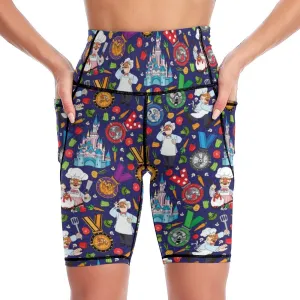 Muppets Chef Wine And Dine Race Women's Knee Length Athletic Yoga Shorts With Pockets