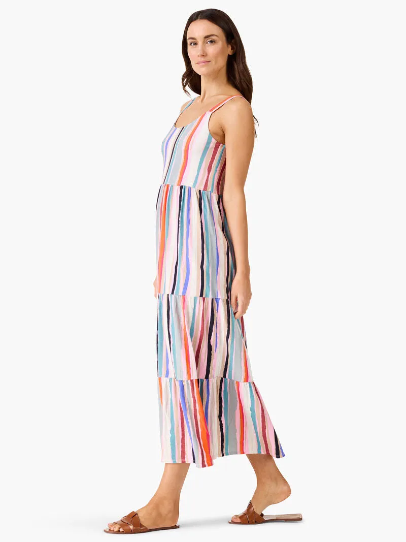 NIC ZOE NZT Painted Stripes Tiered Maxi Dress