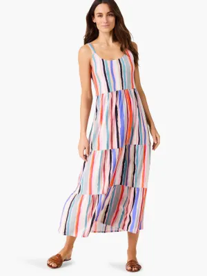 NIC ZOE NZT Painted Stripes Tiered Maxi Dress