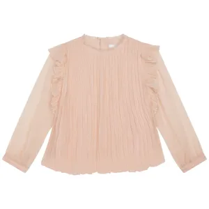 Pink Pleated Chiffon Ceremony Blouse