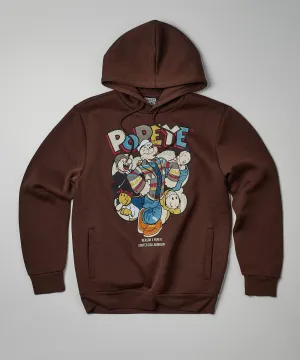 Popeye Graphic Print Hoodie - Brown