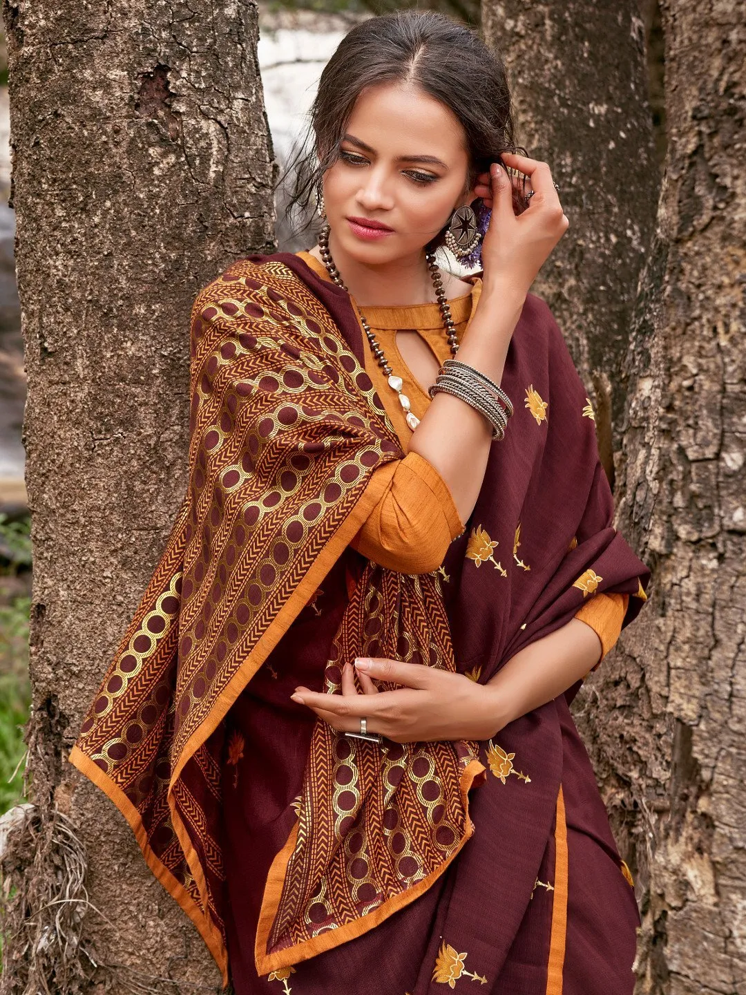 Printed Chiffon Sarees for Women With Blouse