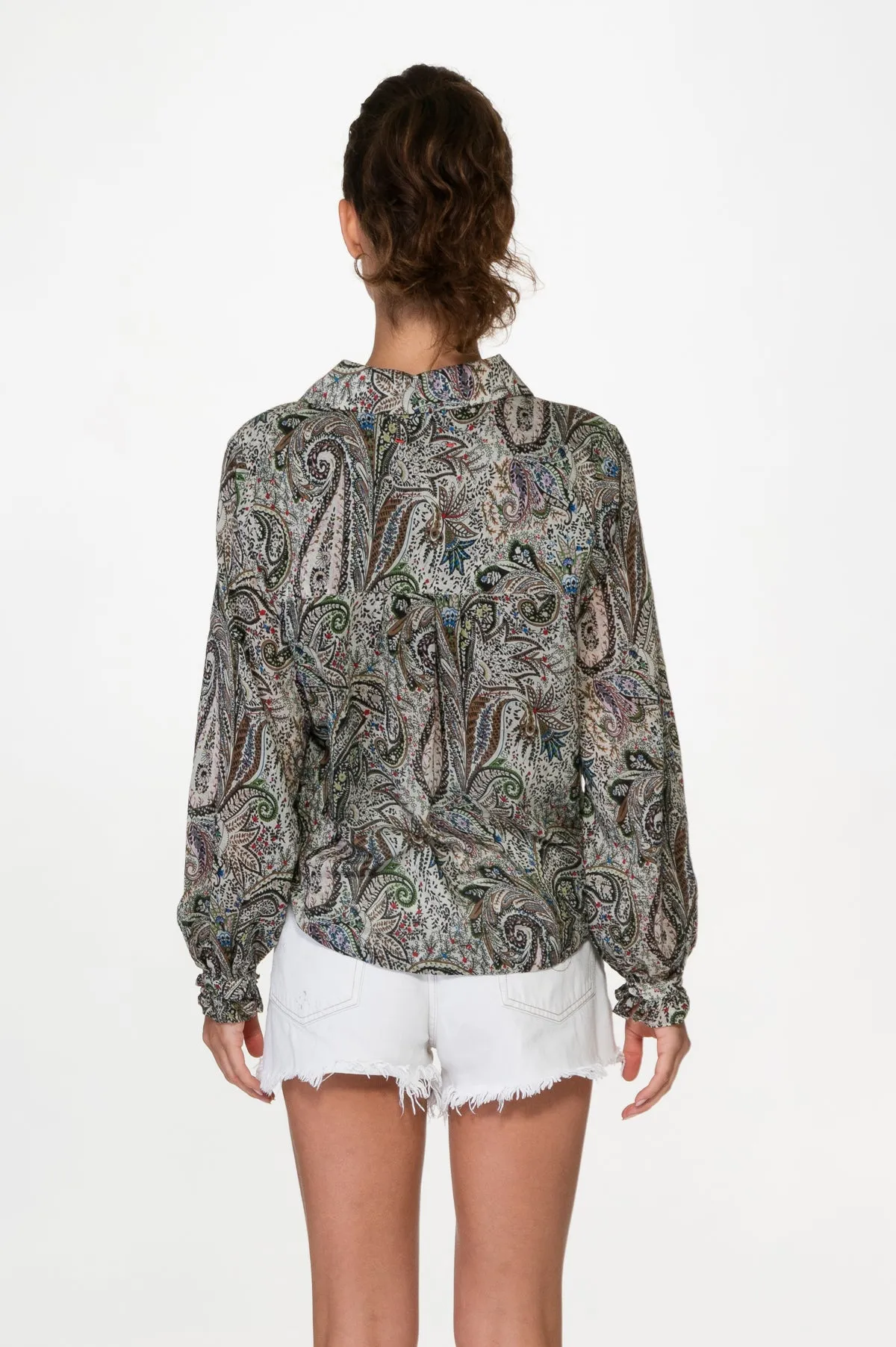 Printed Flat Chiffon Silk Blouse