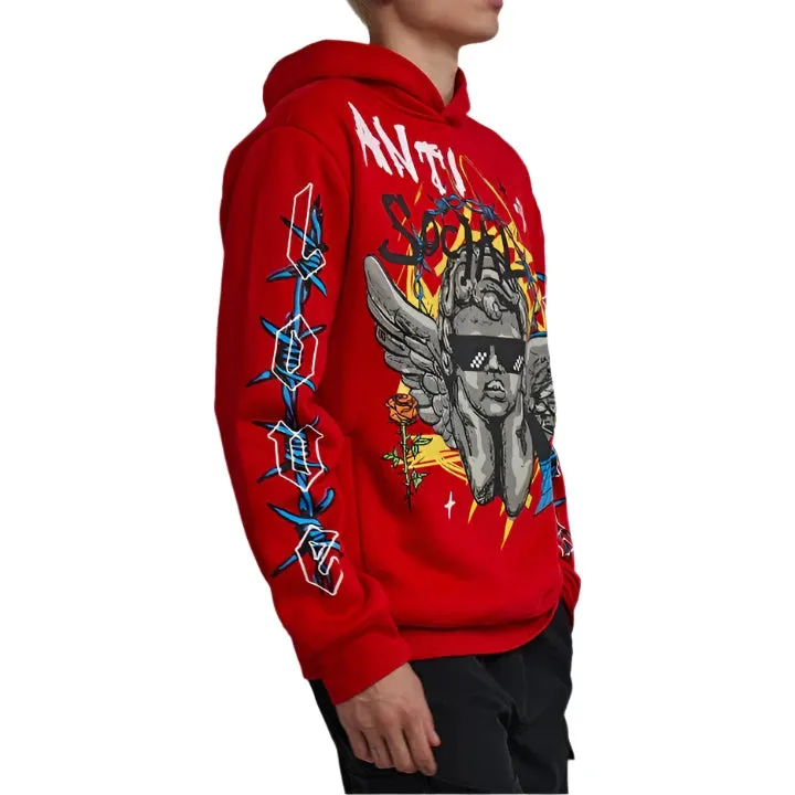 REASON Anti Social Cherub Graphic Print Hoodie