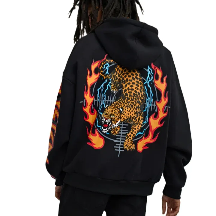 REASON Def Leppard Zip Graphic Print Hoodie