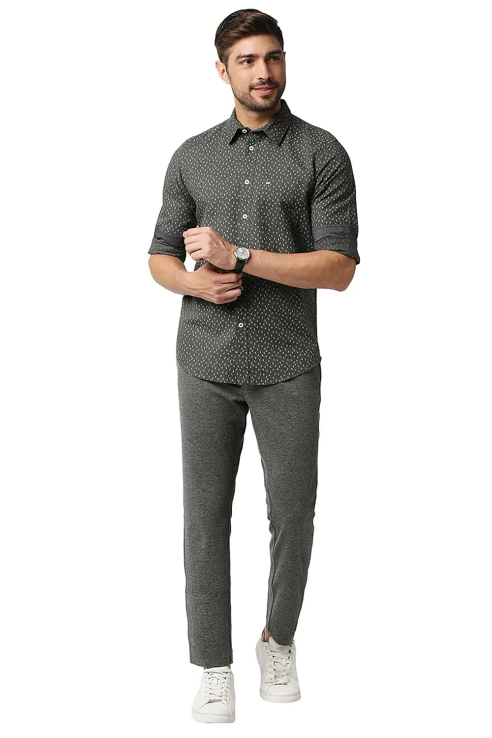 Slim Fit Cotton Hemp Printed Shirt