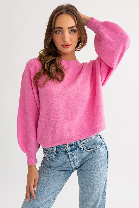 TEEK - Fuzzy Sweater with Back Ruching