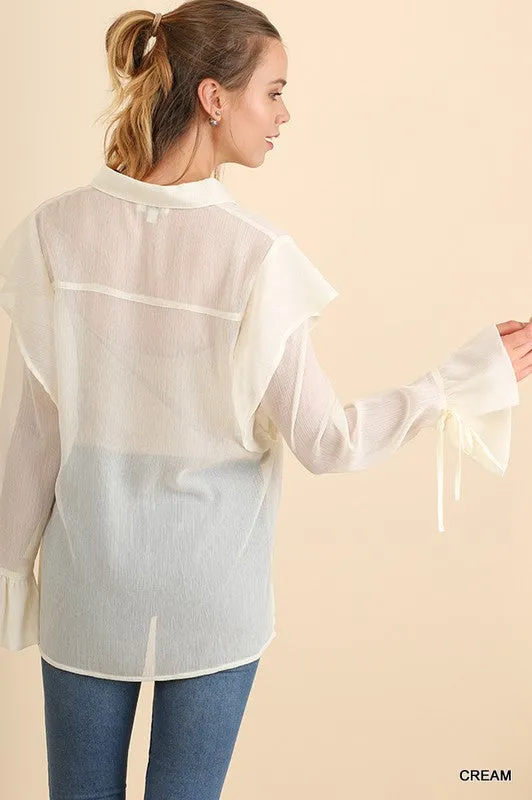 Transparent Button Up Blouse