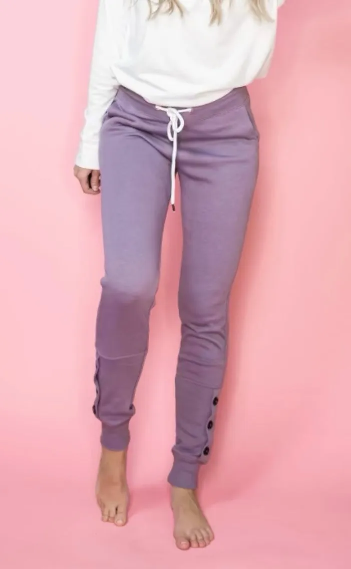 Triple Button Fleece Joggers (Various Colors)